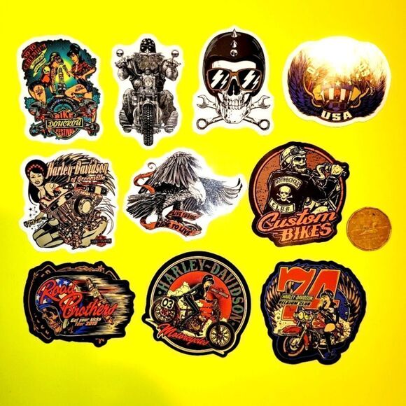 3/$20 Brand New 10x Bikers Harley Davidson Waterproof Stickers #1 - Picture 1 of 1